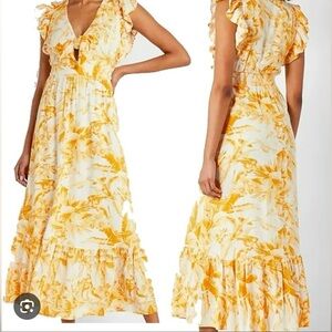 Express Floral Yellow and White Maxi Dress